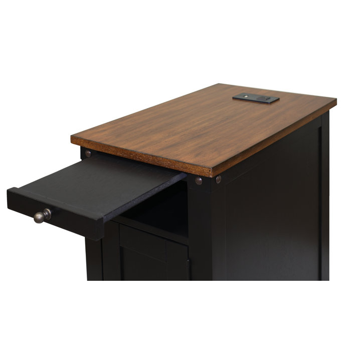 Gracie Oaks Ashworth Tray Top End Table with Storage and BuiltIn